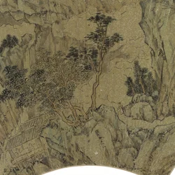 (Detail) Landschaft mit See, Bergen und Figuren im Sommerhaus